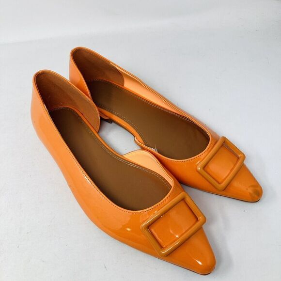 ASOS Legendary Pointed Ballet Flats Patent Orange Spring Summer Shoes US 9 - Picture 13 of 13